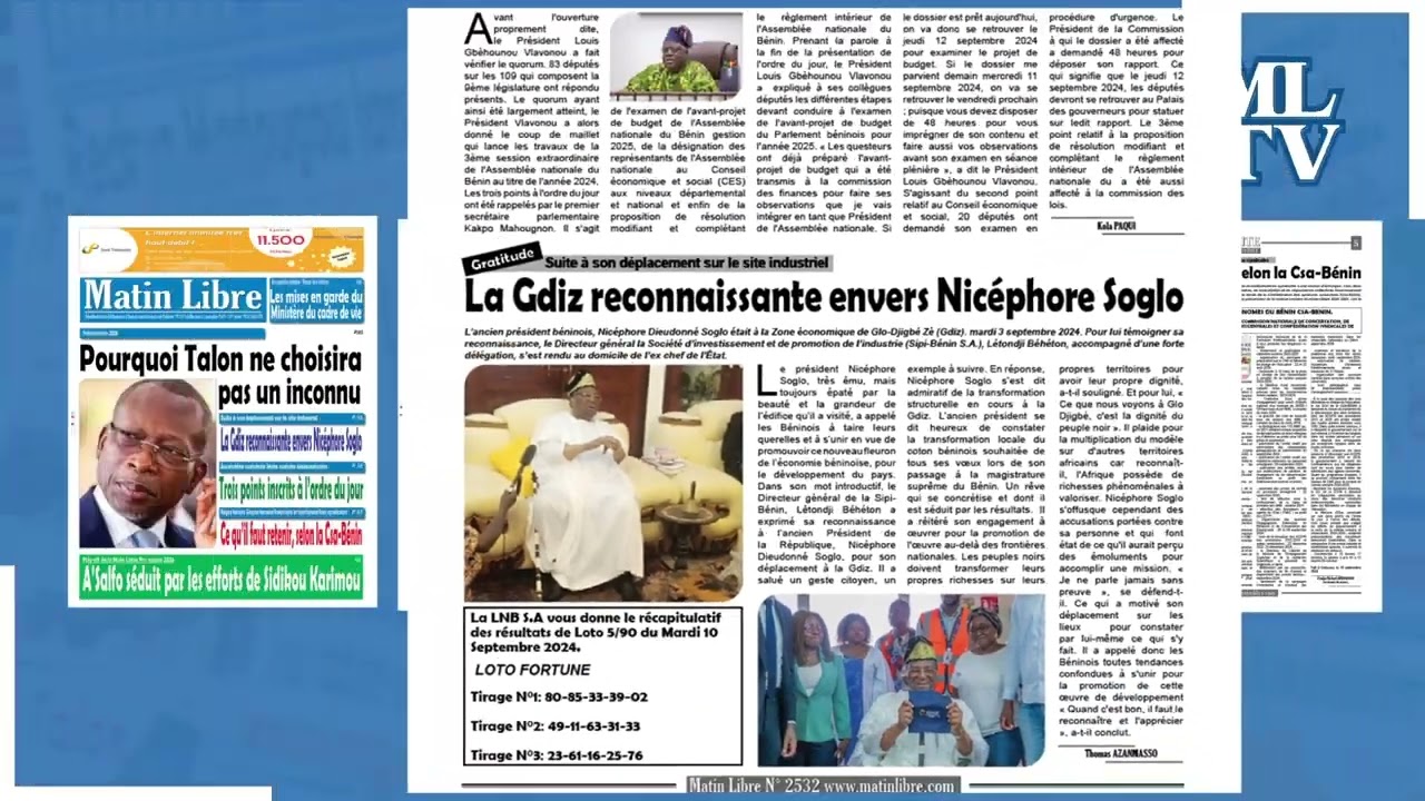 REVUE DES TITRES DU 11/09/2024 Matin Libre