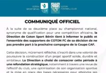 Coupe CAF Coton FC décline l’offre