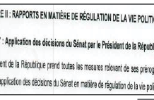 Regard d’une institution Le Sénat : Des rapports avec le Président de la République (2)